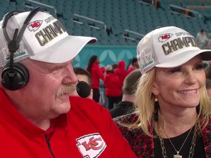 Andy og Tammy Reid intervjuer med ESPN etter Super Bowl i 2020