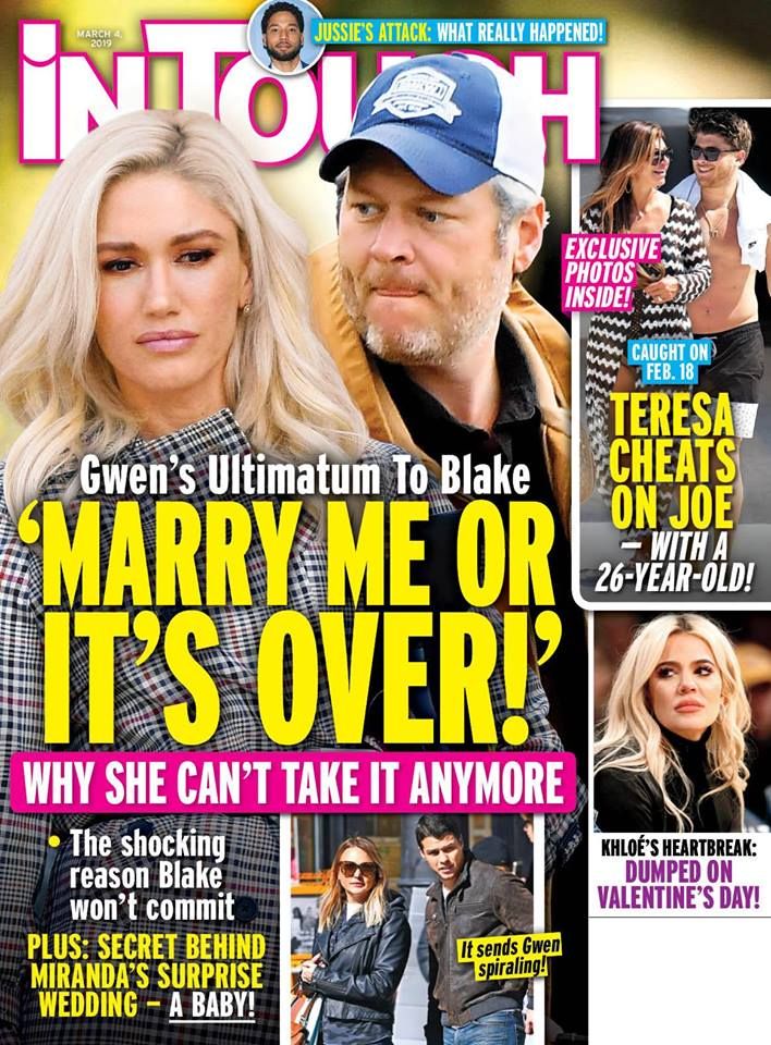 ¿Gwen Stefani le da a Blake Shelton un ultimátum matrimonial?