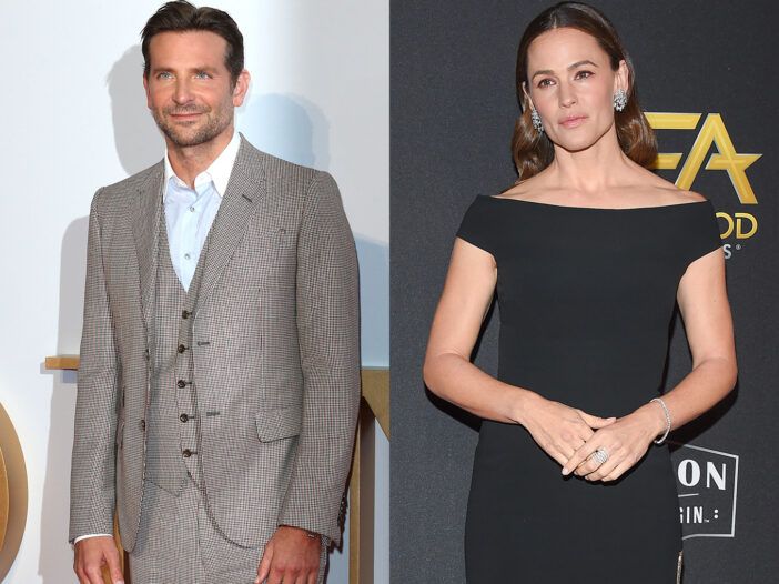 Fotografie vedľa seba. Bradley Cooper vľavo v obleku, Jennifer Garner vpravo v čiernych šatách.
