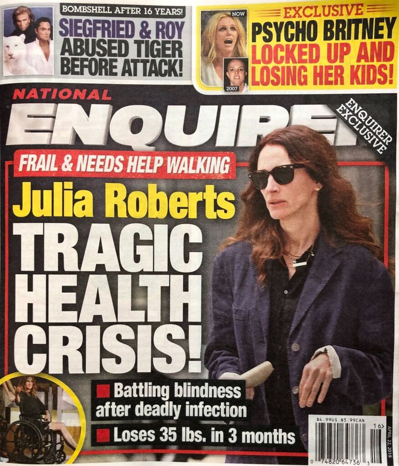 Džūlija Robertsa kļūst akla slepenas veselības krīzes laikā?