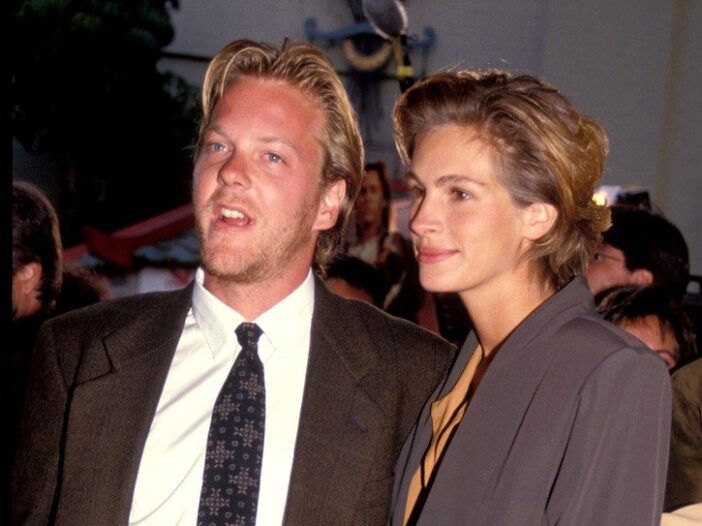 Kiefer Sutherland til venstre og Julia Roberts til høyre, i 1991.